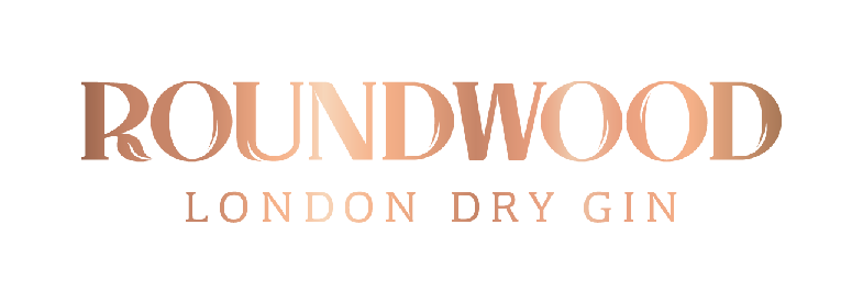 Roundwood Gin Logo, copper shaded font incorporating leaf-like lettering